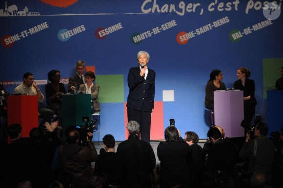 Christine Lagarde lors du meeting UMP, la 17 mars, à la Mutualité.