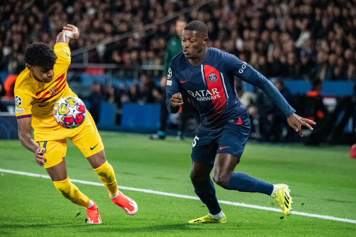 Photo : Nuno Mendes (Paris SG) Lamine Yamal (FC Barcelone) - Quart de