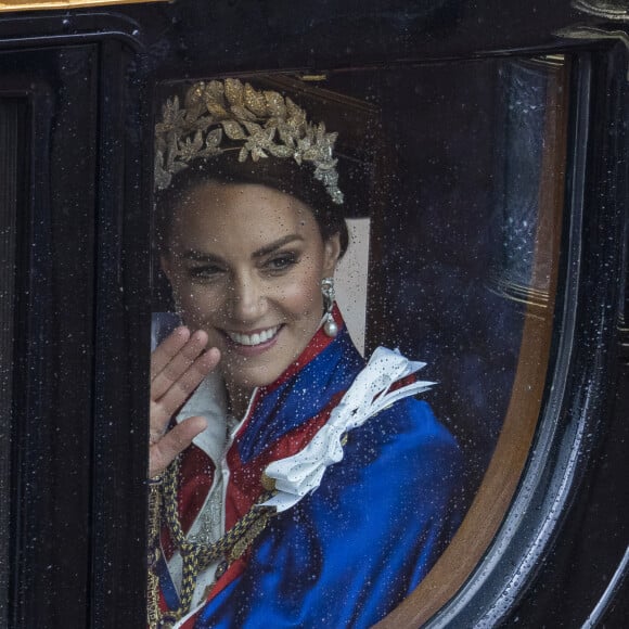 Sortie de la cérémonie de couronnement du roi d'Angleterre à l'abbaye de Westminster de Londres Catherine (Kate) Middleton, princesse de Galles lors de la cérémonie de couronnement du roi d'Angleterre à Londres, Royaume Uni, le 6 mai 2023. 