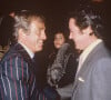 Plus proches encore que ne l'étaient leurs pères.
Archives - Jean-Paul Belmondo et Alain Delon lors de la générale du spectacle de Thierry Le Luron à Paris en 1983.