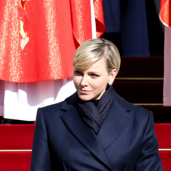 La princesse Charlene de Monaco - Célébration de la Sainte Dévote, sainte patronne de Monaco, à Monaco le 27 janvier 2024. © Claudia Albuquerque / Bestimage 