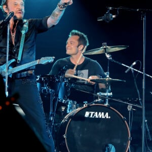 David Hallyday - Johnny Hallyday en duo pour son 2eme concert de la tournee "Born Rocker Tour" au POPB de Bercy a Paris. Le 15 juin 2013