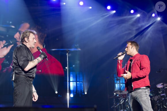 David Hallyday - Johnny Hallyday en concert au POPB de Bercy et au Theatre de Paris a Paris - Jour 2 de la tournee "Born Rocker Tour". Le 15 juin 2013