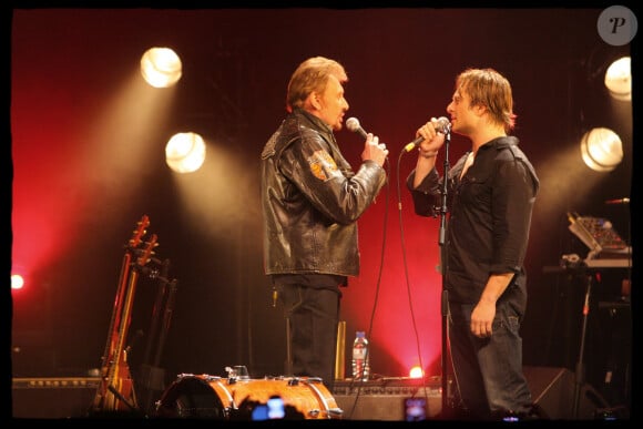 David Hallyday et Johnny en concert à la Cigale.