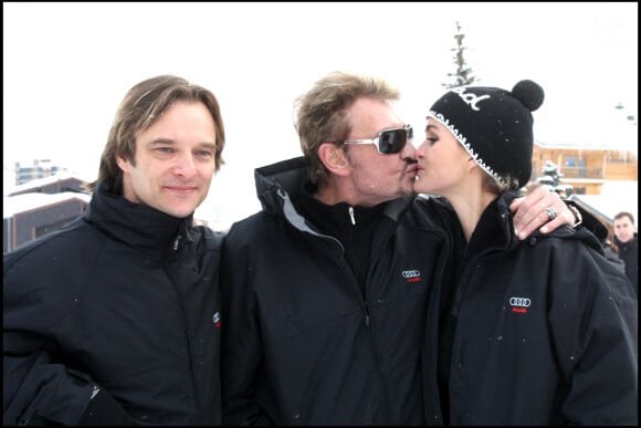 David, Johnny et Laeticia à Val d'Isère.