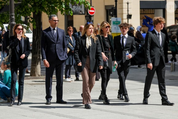 Yasmine Lavoine, Milo Lavoine, Roschdy Zem, sa compagne Sarah Poniatowski (Lavoine), Roman Lavoine - Arrivées aux obsèques du prince Jean-Stanislas Poniatowski en l'Eglise polonaise à Paris, France, le 29 avril 2024. © Jacovides-Moreau/Bestimage