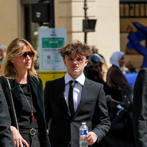 Yasmine Lavoine, Milo Lavoine, Roschdy Zem, sa compagne Sarah Poniatowski (Lavoine), Roman Lavoine - Arrivées aux obsèques du prince Jean-Stanislas Poniatowski en l'Eglise polonaise à Paris, France, le 29 avril 2024. © Jacovides-Moreau/Bestimage