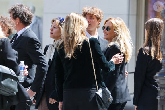 Yasmine Lavoine, Sarah Poniatowski (Lavoine), Marie Poniatowski, Roman Lavoine - Arrivées aux obsèques du prince Jean-Stanislas Poniatowski en l'Eglise polonaise à Paris, France, le 29 avril 2024. © Jacovides-Moreau/Bestimage