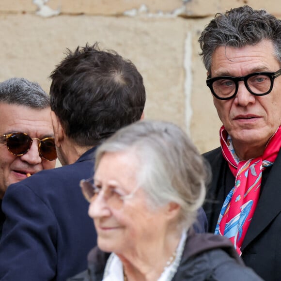 Marc Lavoine - Sorties des obsèques du prince Jean-Stanislas Poniatowski en l'Eglise polonaise à Paris, France, le 29 avril 2024. © Jacovides-Moreau/Bestimage