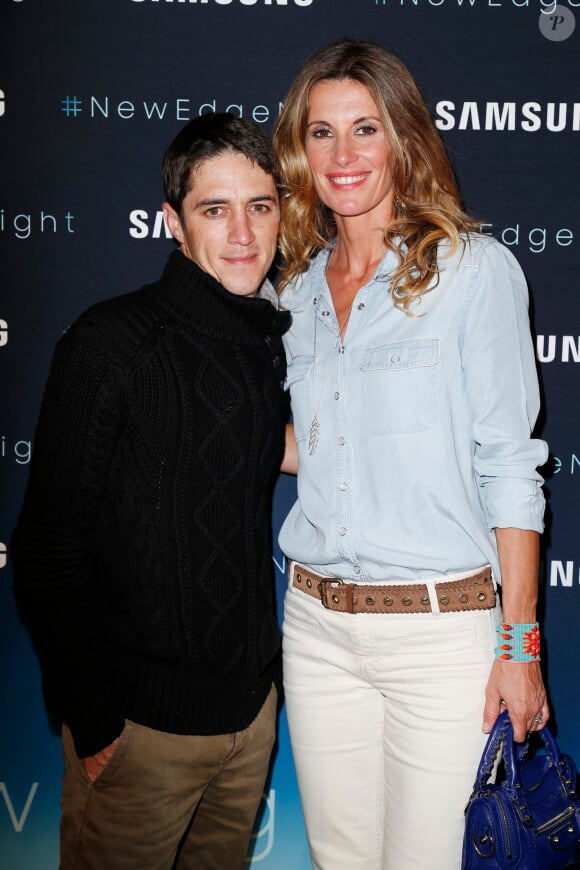 Christophe Soumillon et sa femme Sophie Thalmann Soirée Samsung New edge night à la piscine Molitor à Paris, le mardi 15 Septembre 2015 .