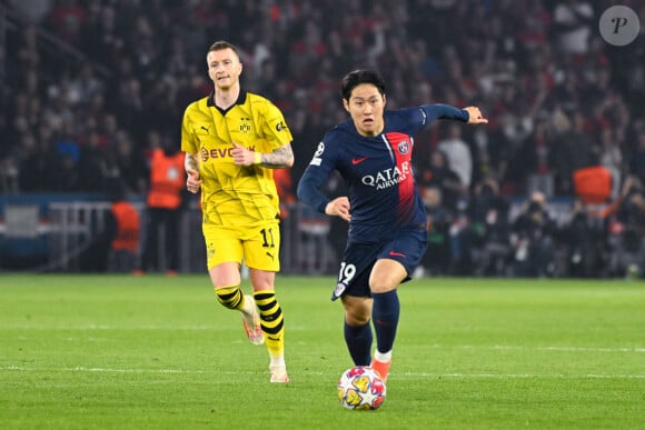 Lee Kang In pendant le match entre le Paris Saint-Germain et le Borussia Dortmund au Parc Des Princes le 7 mai 2024.