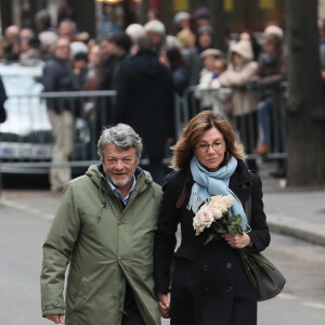 Jean-Louis Borloo et sa femme Béatrice Schönberg - Arrivées aux obsèques de France Gall au cimetière de Montmartre à Paris le 12 janvier 2018. 