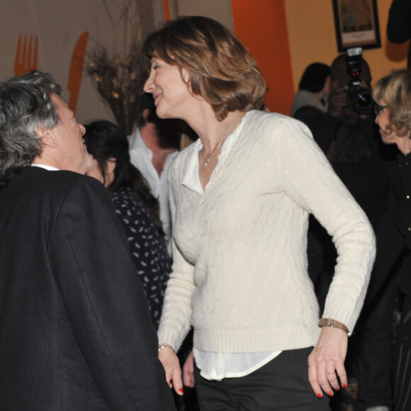 Jean Louis Borloo et sa femme Beatrice Schonberg celebrent l'anniversaire de Chantal Lauby lors du festival 2 cinéma de Valenciennes, le 23 mars 2013.  