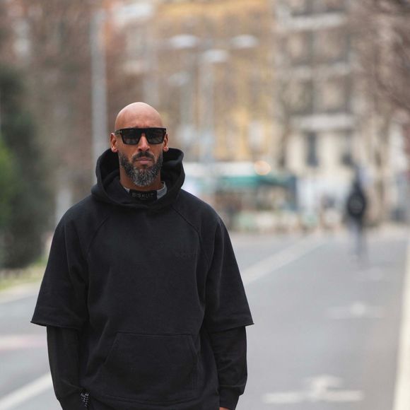 L'ancien footballeur international français, Nicolas Anelka collabore avec la marque de vêtements Biskuit Paris pour lancer la collection capsule "No Limit Anelka x Biscuit", disponible sur le site de casualwear. Le 14 février 2022. 