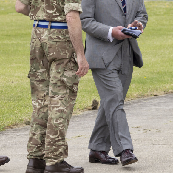 Le roi Charles III d'Angleterre remet officiellement le rôle de colonel en chef de l'Army Air Corps au prince de Galles à la base militaire Army Aviation Center de Middle Wallop, Hampshire, Royaume Uni, le 13 mai 2024. © GoffPhotos/Bestimage 