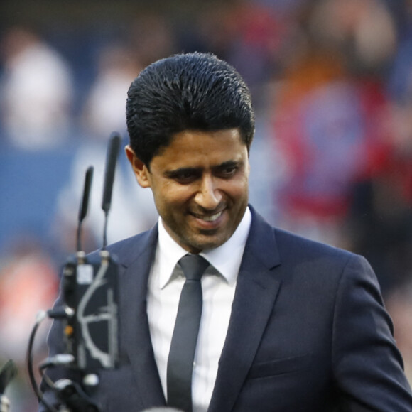 Nasser al-Khelaifi - Kylian Mbappe (PSG) - Football : Match Ligue 1 Uber Eats PSG Vs Metz (5-0) au parc des princes à Paris le 21 mai 2022. © Michael Baucher/Panoramic/Bestimage 