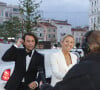 Exclusif - Bertrand Chameroy, Anne-Sophie Lapix sur le plateau de l'émisson "C à vous" lors du 77ème Festival International du Film de Cannes le 15 mai 2024. © Jack Tribeca / Bestimage