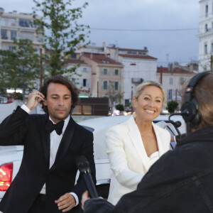Exclusif - Bertrand Chameroy, Anne-Sophie Lapix sur le plateau de l'émisson "C à vous" lors du 77ème Festival International du Film de Cannes le 15 mai 2024. © Jack Tribeca / Bestimage
