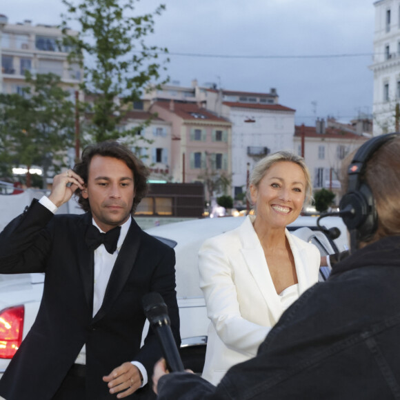 Exclusif - Bertrand Chameroy, Anne-Sophie Lapix sur le plateau de l'émisson "C à vous" lors du 77ème Festival International du Film de Cannes le 15 mai 2024. © Jack Tribeca / Bestimage