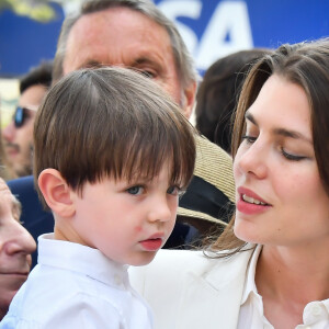 Charlotte Casiraghi et son fils Raphaël - Grand Prix de Formule E à Monaco le 13 mai 2017. © Michael Alesi / Bestimage 
