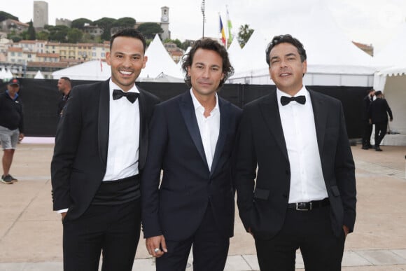 Exclusif - Mohamed Bouhafsi, Bertrand Chameroy, Patrick Cohen sur le plateau de l'émission "C à vous" le 20 mai 2014 lors du 77ème Festival International du Film de Cannes pour une diffusion le 21 mai. © Jack Tribeca / Bestimage