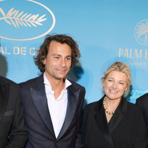 Patrick Cohen, Bertrand Chameroy, Anne-Elisabeth Lemoine, Pierre Lescure - Photocall du dîner d'ouverture du 77ème Festival International du Film de Cannes, au Carlton. Le 14 mai 2024 © Borde-Jacovides-Moreau / Bestimage 