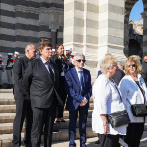 Jean-Pierre Foucault et Benoît Payan - Obsèques de l'ancien maire de Marseille Jean-Claude Gaudin à la cathédrale Sainte-Marie major de Marseille, France, le 23 mai 2024. © Jean-René Santini/Bestimage 