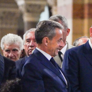 Nicolas Sarkozy, le prince Albert II de Monaco et la Première Dame Brigitte Macron - Obsèques de l'ancien maire de Marseille Jean-Claude Gaudin à la cathédrale Sainte-Marie major de Marseille, France, le 23 mai 2024. © Jean-René Santini/Bestimage 