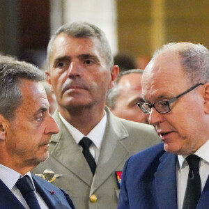 Nicolas Sarkozy, le prince Albert II de Monaco et Éric Ciotti - Obsèques de l'ancien maire de Marseille Jean-Claude Gaudin à la cathédrale Sainte-Marie major de Marseille, France, le 23 mai 2024. © Jean-René Santini/Bestimage 