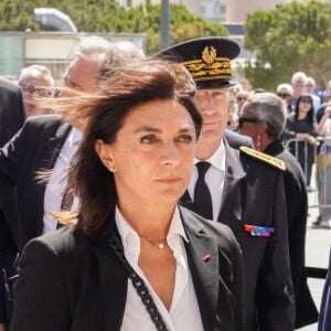 Sabrina Agresti-Roubache, Nicolas Sarkozy et Christophe Béchu - Obsèques de l'ancien maire de Marseille Jean-Claude Gaudin à la cathédrale Sainte-Marie major de Marseille, France, le 23 mai 2024. © Jean-René Santini/Bestimage 