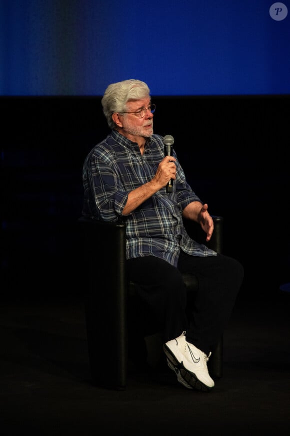 George Lucas - George Lucas en masterclass lors du 77ème Festival International du Film de Cannes. Le 24 mai 2024 © Ivanka Voisin / Pool Cannes / Bestimage 