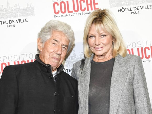 Philippe Gildas et sa femme Maryse - Vernissage presse de l'exposition "Coluche" à l'Hôtel de Ville de Paris le 5 octobre 2016. © Pierre Perusseau/Bestimage