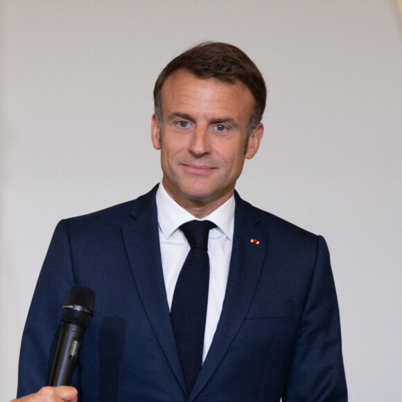 Le Président de la République française Emmanuel Macron et la première dame Brigitte Macron - Le Président de la République française E.Macron et la première dame B.Macron remettent les prix "Non au Harcèlement 2024" au palais de l'Elysée à Paris, le 29 mai 2024. © Raphaël Lafargue / Pool / Bestimage 