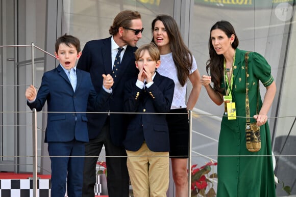 Raphael Elmaleh, Andréa Casiraghi, Sacha Casiraghi, Charlotte Casiraghi Rassam et Tatiana Santo Domingo lors du Grand Prix de Formule 1 (F1) de Monaco, le 26 mai 2024. © Bruno Bebert/Bestimage