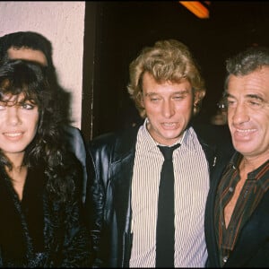 Maria Carlos Sotto Mayor et Johnny Hallyday et Jean-Paul Belmondo au Palais des sports de Paris