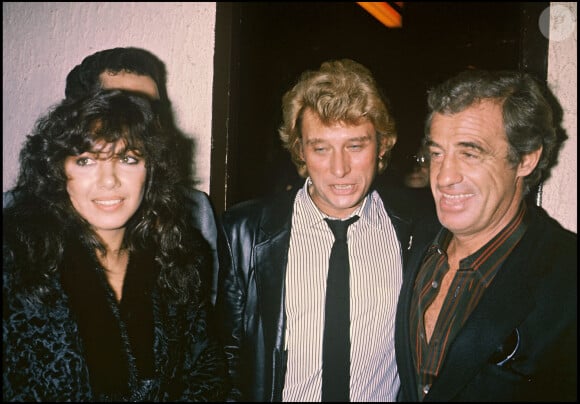 Maria Carlos Sotto Mayor et Johnny Hallyday et Jean-Paul Belmondo au Palais des sports de Paris