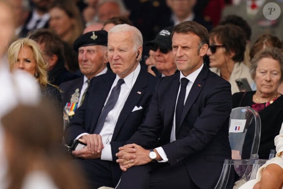 Il a participé à une grande cérémonie à Saint-Laurent-sur-Mer
Joe Biden et Emmanuel Macron à Omaha Beach à Saint-Laurent-sur-Mer pour les 80 ans du Débarquement le 6 juin 2024. Photo by Jordan Pettitt/PA Wire/ABACAPRESS.COM