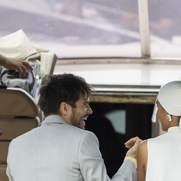 François Civil, Tina Kunakey et Adèle Exarchopoulos - Arrivées au défilé de mode Jacquemus Cruise "La Casa" à la Casa Malaparte à Capri, Italie, le 10 juin 2024. © Borde-Da Silva/Bestimage 