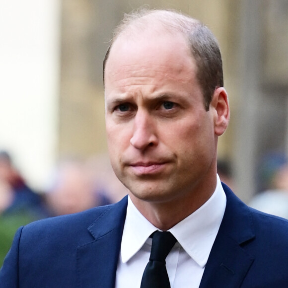 Le prince William, prince de Galles, assiste aux obsèques de Sir Bobby Charlton à Manchester, le 13 novembre 2023. 