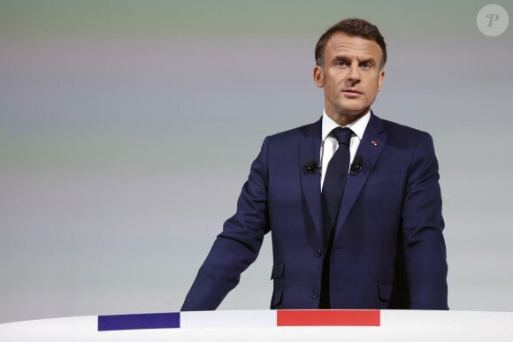 Des législatives ont été organisées
Le président français Emmanuel Macron donne une conférence de presse, après avoir annoncé le 9 juin qu'il dissolvait le parlement, et après avoir appelé à des élections législatives anticipées suite à la victoire de l'extrême droite sur son alliance centriste dans les sondages de l'Union européenne, au Pavillon Cambon Capucines, à Paris, France, le 12 juin 2024. © Stéphane Lemouton/Bestimage 