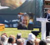 Le maire de Nice a en effet prononcé un discours pour l'artiste Ben et sa femme Annie morts récemment. 
Christian Estrosi - Hommage public à Annie et Ben Vautier sur la promenade du Paillon à Nice, France, 13 juin 2024. Photo by Shootpix/ABACAPRESS.COM