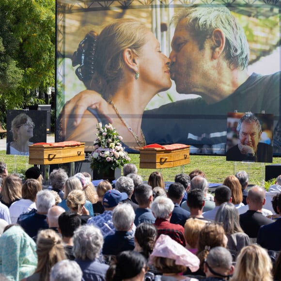 Ben et Annie Vautier sont morts à moins de 24 heures d'intervalle. 
Hommage public à Annie et Ben Vautier sur la promenade du Paillon à Nice, France, 13 juin 2024. Photo by Shootpix/ABACAPRESS.COM