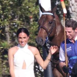 Meghan Markle arrive au Royal Salute Polo Challenge à Miami, aux Etats-Unis.