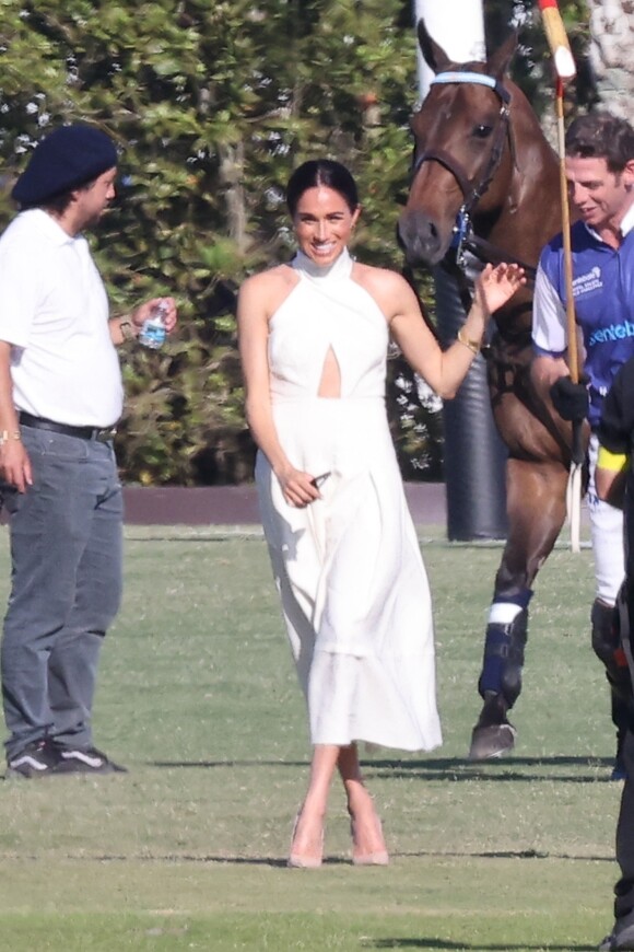 Meghan Markle arrive au Royal Salute Polo Challenge à Miami, aux Etats-Unis.