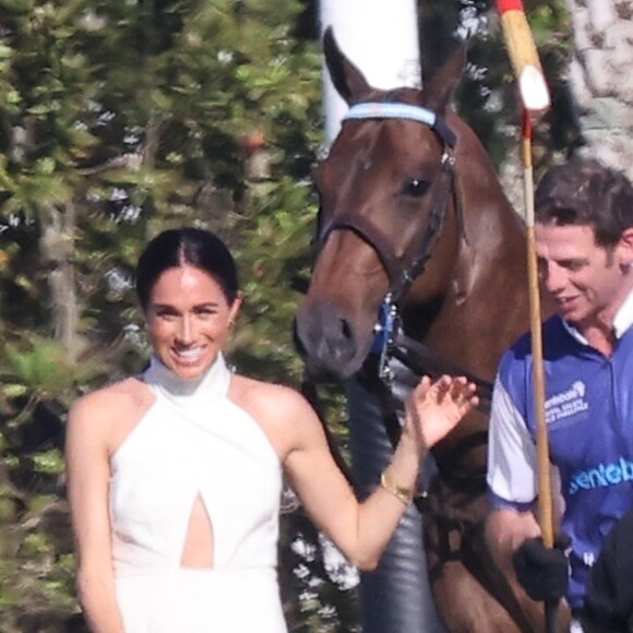 Meghan Markle arrive au Royal Salute Polo Challenge à Miami, aux Etats-Unis.