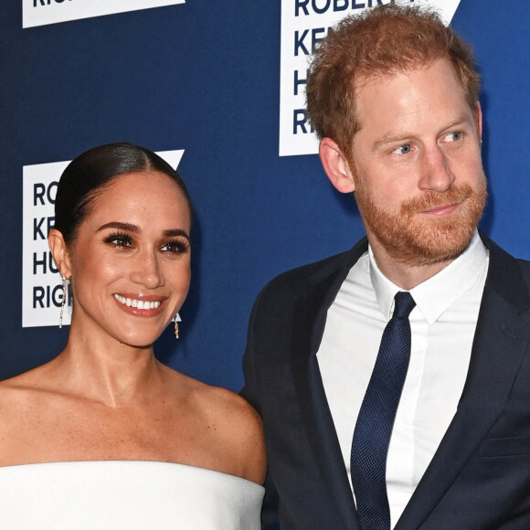 Le prince Harry et Megan Markle au photocall de la soirée de gala "Robert F. Kennedy Human Rights Ripple of Hope 2022" à l'hôtel Hilton de New York City, New York, Etats-Unis.