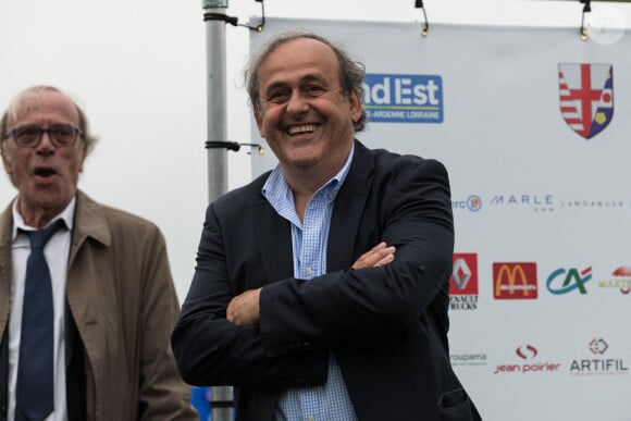 Michel Platini, ancien footballeur, avant le match de charité organisé entre le Variete Club de France, un rassemblement d'anciennes stars du football, et le club amateur local, pour l'ouverture officielle du stade Charles De Gaulle, dans la ville natale de l'ancien président français, et pour récolter des fonds pour la fondation Anne De Gaulle. Colombey les Deux Eglises, France, 6 juin 2021. Photo par Daniel Derajinski/ABACAPRESS.COM