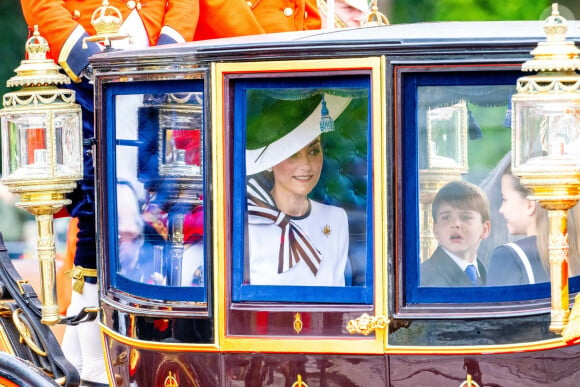 Catherine (Kate) Middleton, princesse de Galles et Le prince Louis de Galles - Les membres de la famille royale britannique lors de la parade Trooping the Color à Londres, Royaume Uni, le 15 juin 2024. © Backgrid USA/Bestimage