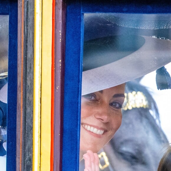 Catherine (Kate) Middleton, princesse de Galles - Les membres de la famille royale britannique lors de la parade Trooping the Colour à Londres, Royaume Uni, le 15 juin 2024. © Backgrid USA/Bestimage