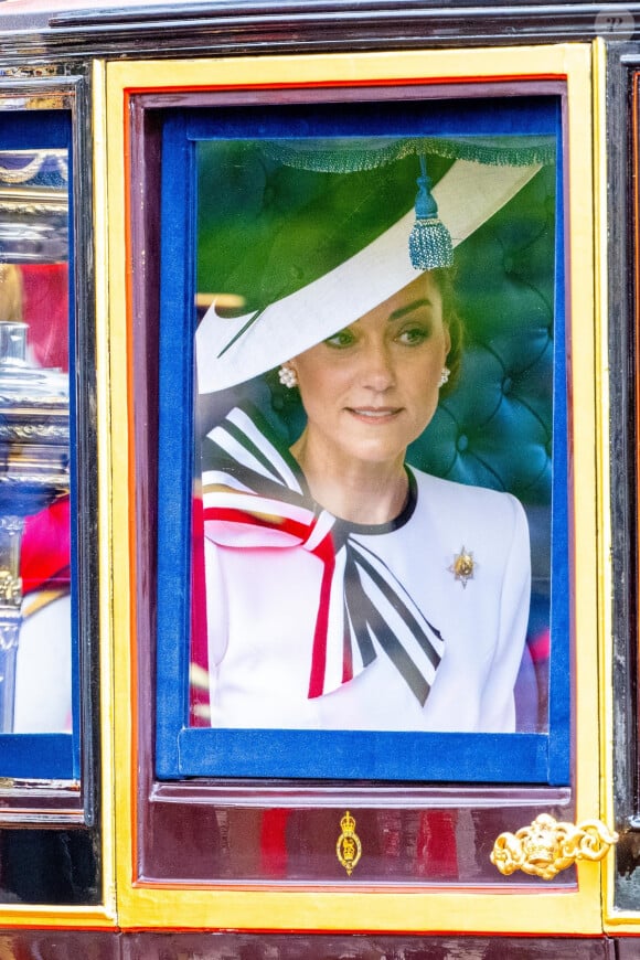 Catherine (Kate) Middleton, princesse de Galles - Les membres de la famille royale britannique lors de la parade Trooping the Colour à Londres, Royaume Uni, le 15 juin 2024. © Backgrid USA/Bestimage